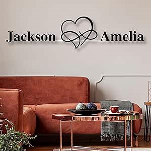lunwall Infinity Heart Metal Wall Art, Infinity Heart Wall Decor, Metal Infinity Sign, Couples Wall Decor, Personalized Wedding Gifts for Couples, Personalized Anniversary Gifts (Style 6)