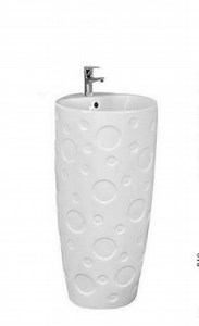 [Hot Item] Freestanding Hand Wash Basin Solid Surface Artificial Stone Bathroom Sink Pedestal Basin