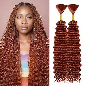 Amazon.com : Deep Wave Bulk hair for Braiding Wet and Wavy Micro Braiding Hair No Weft Faux Deep Wave Braiding Hair Extensions for Box Boho Braids 150g with 2Bundles #350 (18Inch) : Beauty & Personal Care