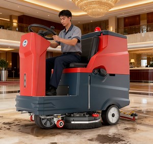 [Hot Item] Industrial Double Brush Battery-Powered Floor Scrubber Washing Machine for Dust Removal
