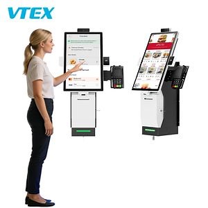 [Hot Item] Wall Mount 15.6 21.5 23.8" Payment Kiosk Card Reader Qr Scanner Restaurant Food Self Ordering Machine