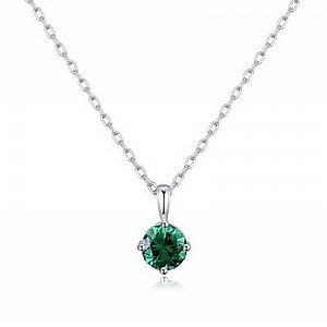 Sterling Silver May (Emerald Coloured) Birthstone Necklace | eBay UK