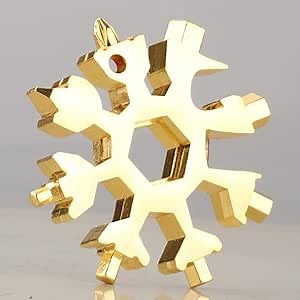18-in-1 Snowflake Multi-Tool Screwdriver, Stainless Steel Die Casting 18-1 Multitool Snow Tool (Gold)