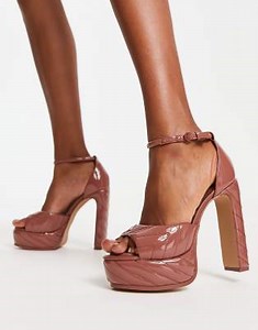 ALDO Milena quilted patent platform heels in mauve  | ASOS
