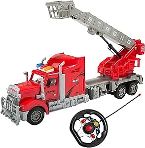 Remote Control 1/15 Scale First Responders Red Rescue Semi Truck R/C Toy for Adults Kids Boys Girls