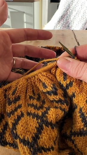 1.3K views · 99 reactions | For #WIPWednesday I thought I’d share how I anchor long strands in on stranded colourwork. I knit with the colour that I want to pop in my right hand and the main colour in my left hand. Pattern/Yarn - Darkwater by Jennifer Steingass in Hayton 4ply + Milburn 4ply #EdenCottageYarns #HandDyedYarn #StrandedColourwork #Knitting | Eden Cottage Yarns | Facebook