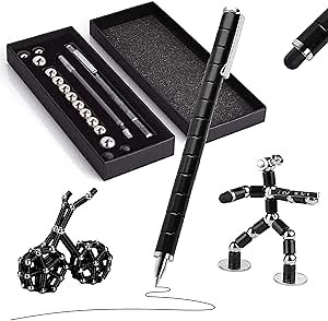 Magnetic Fidget Pen, Multifunctional Magnet Pen, Creative Ballpoint Pen, Magnetic Pens for Relaxation and Stress Relief, Stress Relief, Fidget Toy Gift for Kids or Adults (Black)