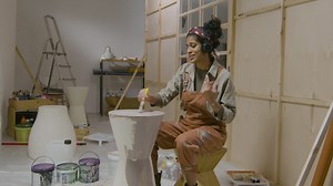 Free stock video - Woman painting table