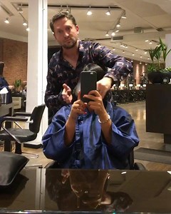 Salon SCK #stylist Clint A Wilson in his element, giving Jennifer Risi a sharp #bobhaircut. #btsSCK #salonsck salonsck.com | Salon SCK