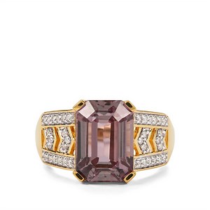 Pink Diaspore Ring with Diamond in 18K Gold 5.02cts