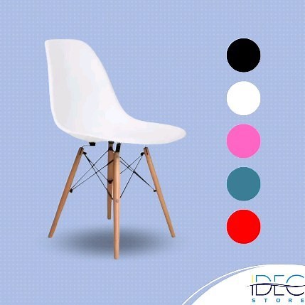 SILLA EAMES $890 La mesa y sillas Eames cuadrada de estilo escandinavo se caracterizan por su cubierta en MDF lacado, base con estructura metálica y patas de madera Haya natural. Ideal para sala de estar, comedor o habitación. • Colores disponibles: NEGRO, BLANCO, ROSA, AZUL PETROLEO Y ROJO • Fácil armado • Asiento en Polipropileno • Patas de madera Medidas sillas: Altura total: 80 cm Altura del suelo al asiento: 44 cm Ancho: 46 cm Profunidad: 40 cm | Idec.store