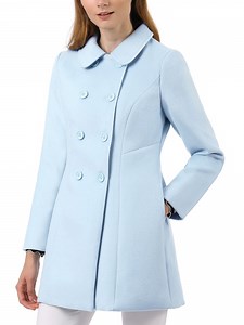 INSPIRE CHIC Women's Peter Pan Collar Double Breasted Winter Long Trench Pea Coat XL Blue - Walmart.com
