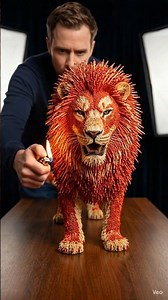 Watch this Lion come alive in flames 🔥Matchstick art + fire = pure chaosWait till the end 👀