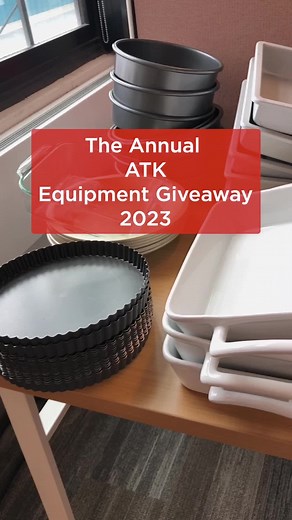 POV: You’re an employee at ATK who gets to participate in the equipment giveaway. Every year, our reviews team gives away hundreds of pieces of equipment they’ve tested throughout the year to our staff. From Le Creusets to bread knives to the perfect pans, our staff gets to leave at the end of the day with a few new pieces of favorite (and well-tested!) equipment. Which item catches your eye? #americastestkitchen #testkitchen #reviews