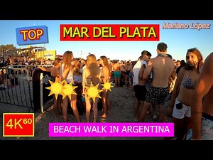 4K⁶⁰ 🚶 - 👉 BEACH WALK ARGENTINA ☀️ - Mar del Plata (Playas del Sur) 🏖️ - SUMMER - Travel - SUNSET 🌟