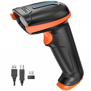 Tera D5100 Wireless Barcode Scanner, Handheld 1D/2D QR Code Reader with Wired Option for Windows Mac Linux (Orange)