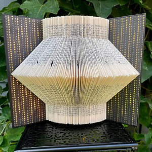 Folded Book Sculpture: Diamond Pattern Black & Gold Recycled Book Art - Etsy