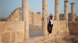Competent Female Archeologist Standing among Ruins of Ancient Temple. Woman Holding Brush for Digging and Map in Hands Stock Footage - Video of archaeological, civilization: 237329252