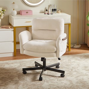 Bestier Office Chair Criss Cross Chair with Flip-Up Arms, Adjustable Height, Comfy Computer Chair, Vanity Chair with Side Pockets, Beige - Walmart.com