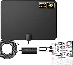 tongyu TV Antenna for Smart TV with Amplifier and Signal Booster, 360+ Miles Long Range TV Antenna Indoor, Digital TV Antenna Support 4K 1080P for All Older HDTV with 25ft Cable
