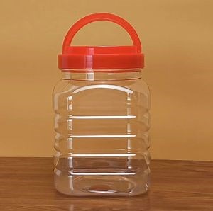 [Hot Item] Square Plastic Honey Jar Large Capacity Household Sub Packaged Food Storage Packaging Bottle