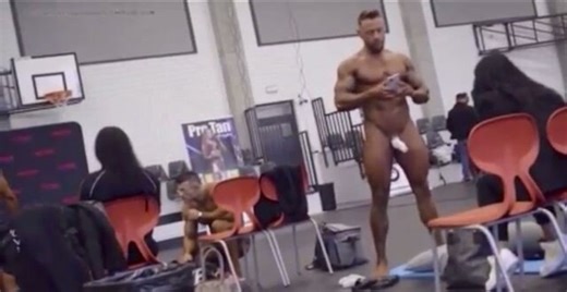 BODYBUILDER IN COCK SOCK, THEN EXPOSED