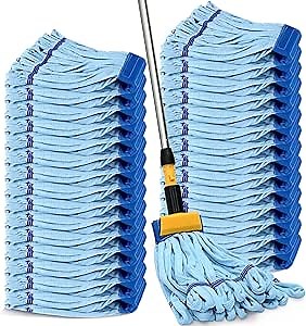 Nosiny 30 Pcs Commercial Mop Head Replacement Bulk 14 oz Tube Microfiber Mop Heads Heavy Duty Industrial Mop Heads Blue Looped End Wet Mop Head Refill Extra Absorbent for Commercial Industrial