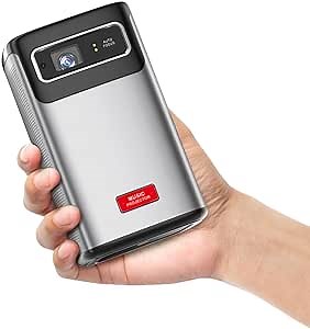 Mini DLP Projector 200 ANSI HD Video/Android 9.0 2GB + 32GB/Touchpad/TOF Autofocus/Wired and Wireless Same Screen/3D DLP /8000mAh Battery/Built-in 10W Speaker/Built-in App Store/storage box