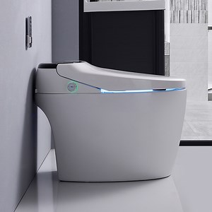 [Hot Item] Modern Freestanding Bathroom Smart Toilet with Elongated Seat Warm Air Drying Foot Sensor Female Washing for Resort and Condo