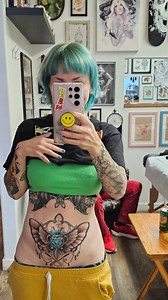 the math is mathing 😏 time for another one #bluehair #tattooedwomen #yeg #yegtattoo | Virginia Frank