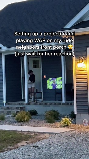 I didn’t get my projector back afterwards, but it was worth it 😂 #publicprank #rudeneighbors #neighborprank #wapreaction #karenfreakouts #fy