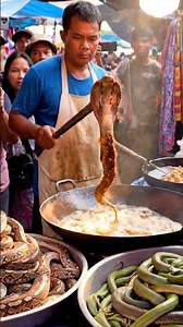 Deep-Fried King Cobra & Python Street Food 😱🔥 #Shorts