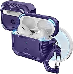 ESR for AirPods Pro 2nd Generation Case Compatible with Airpods Pro Case 2nd/1st Gen (2023/2022/2019), Compatible with MagSafe, Powerful Drop Protection, Magnetic Lid, Purple