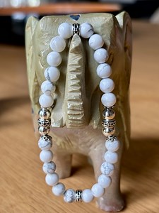 Howlite Beaded Bracelet Handmade Boho Gift Natural Gemstone Tibetan Beads - Etsy UK