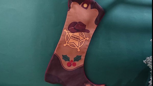 Syhood 4 Pcs Cowboy Boot Christmas Stocking with Cowboy Hat Cactus Cowboy Boot Stocking Country Western Christmas Decorations for Cowboys Fireplace Xmas Holiday Party Decor Gift, 18 Inches