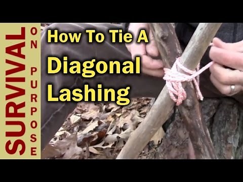 How To Tie A Diagonal Lashing - Boy Scout Knots and Lashing