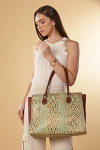 Python Print Leather Shoulder Tote Bag: Women's Work Bag - Etsy