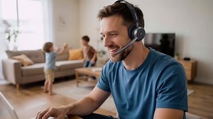 Wireless Headset with Mic for Work, Wireless Headphones with Mic(Noise Cancelling), Bluetooth Headset with Microphone, Mute Button & Charge Base for Work from Home/PC/Call Center/Computer/Zooms/Teams