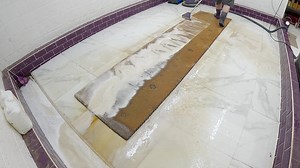 Full version of the filthy orange rug runner. Genuinely dirty rug. No fakery here. TV aspect ratio version for those that like to watch on the big screen. | Arcadia Rug Spa