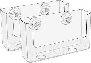 Marketing Holders 2 Pack Suction Cup Postcard Rack and Index Card Holder Window Mount for 6" W Advertisements Booklets and Printed Materials Clear Acrylic Literature Display Bin