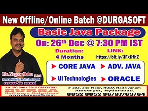 Basic Java Package Offline/Online Training @ DURGASOFT