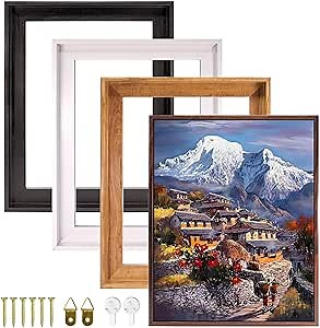 Canvas Floater Frame for Gallery-Wrapped Canvas 1”to 1.25”Deep, Modern Floating Picture Frame for Wall Art, Poster or Painting, Wood-Look PS Frames with Hardware 10X14 inch White