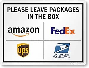 SmartSign 18 x 24 inch “Please Leave Packages In The Box” Delivery Instructions Sign with Pre-Cleared Holes, 80 mil Laminated Rustproof Aluminum, Multicolor, Made in USA