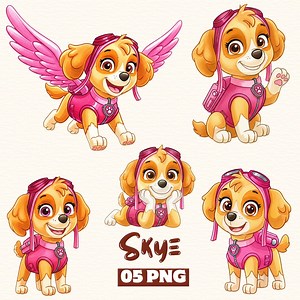 Skye Paw Patrol Clipart, 5 PNG Watercolor Flying Pup Cliparts, Skye Birthday Party, Paw Patrol Dog Decorations, Puppy Party PNG Clipart - Etsy Canada