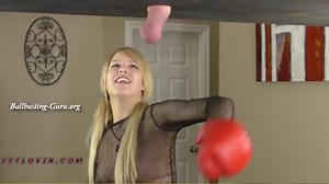 Blonde Kickboxing Goddess Uses Balls As Her Punchbag