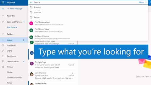 Search for email, contacts, and events