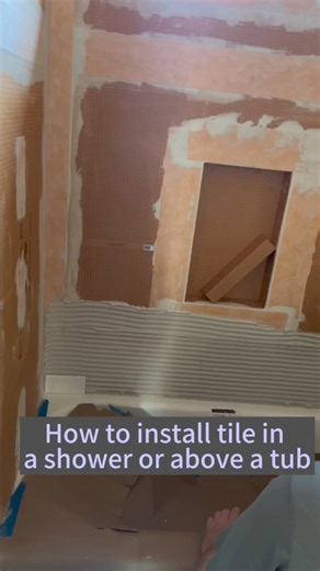 How to install tile in a shower or above a tub. #shorts,#diy, #tile | The Home Building and Remodeling Show
