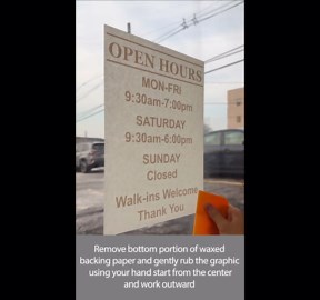 Custom Business Hours Window Decal - Frame Design-Vinyl Custom Lettering, Glass Door Sign - Free Squeegee - Easy Install Manual (14X18)