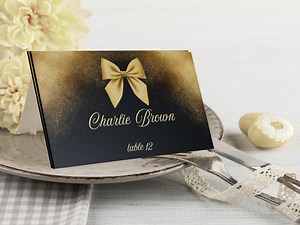 De marque-place noir et or pour mariage | Modèle de toile modifiable | Téléchargement numérique | #S54 - Etsy France