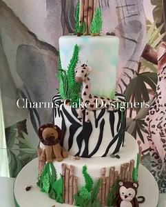 13 reactions | Beautiful Jungle Baby Shower Cake Vainilla flavor with caramel buttercream Almond flavor | Charms Cake Designers | Facebook